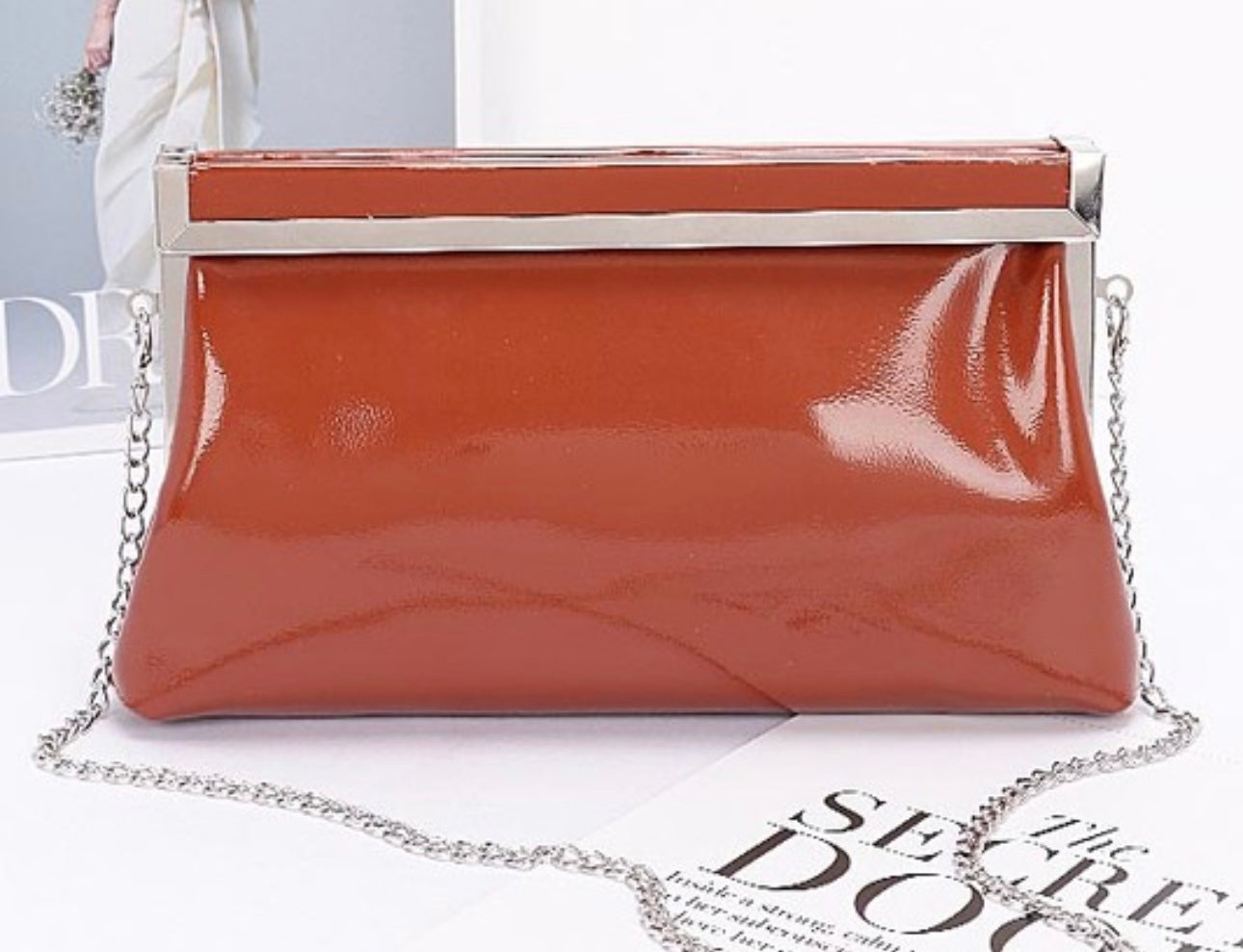 Scarlet Luxe Leather Frame Clutch