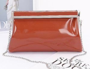 Scarlet Luxe Leather Frame Clutch