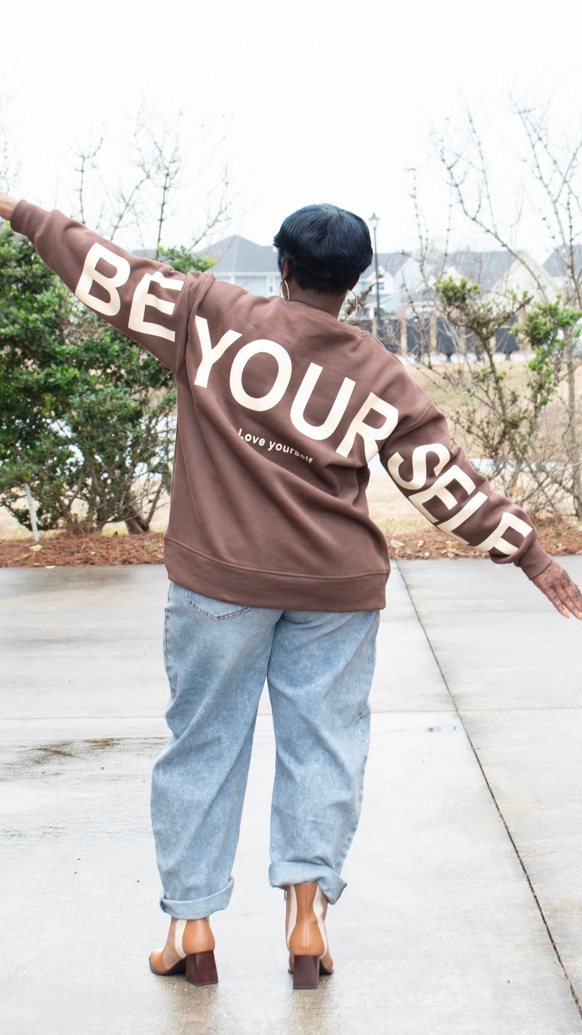 Be Yourself, Love Yourself Oversized Sweatshirt (New Color-Black)