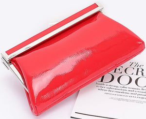 Scarlet Luxe Leather Frame Clutch