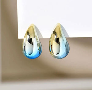 Two-Tone Tear Drop Earrings
