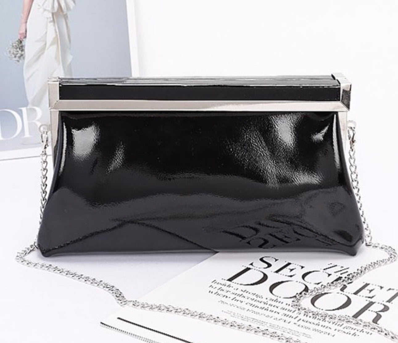 Scarlet Luxe Leather Frame Clutch